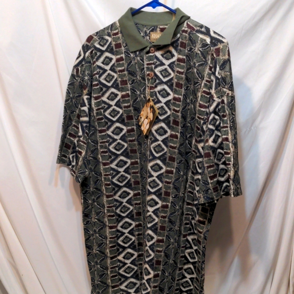 NWT Khaki's by Arrow green cotton pull over shirt size large